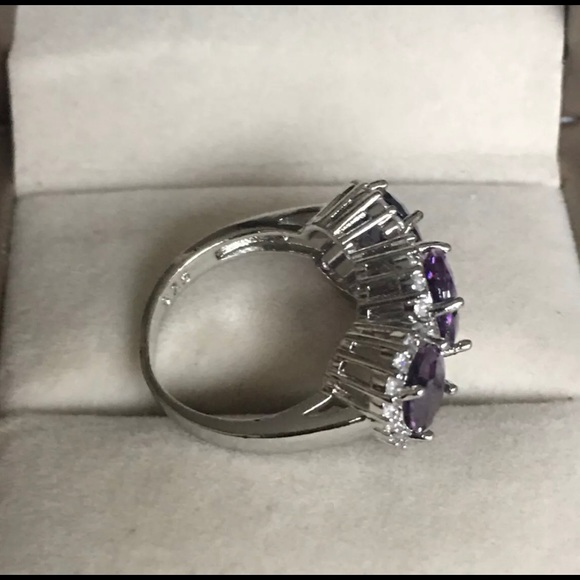 9k gold finish amethyst silver ring - Picture 4 of 5